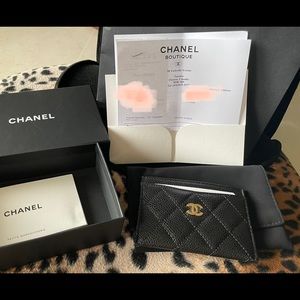 Chanel Claasic Card Holder black carviar with gold hardware